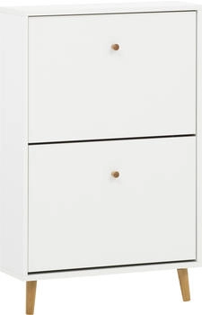 Schildmeyer Schuhschrank Bjarne mit 2 Klappen matt weiß braun 60x92x19 cm
