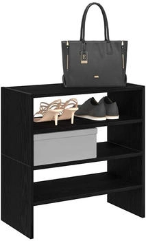 vidaXL Schuhregal Schuhregale 2 Stk. stapelbar Schwarze Eiche 60x30x30,5 cm 2-tlg. Schwarz