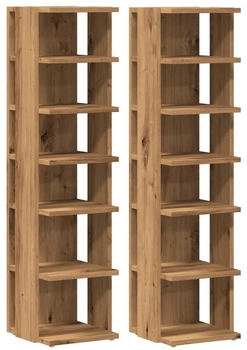 vidaXL Schuhregal Schuhschränke Artisan-Eiche 28x27x102 cm Holzwerkstoff 2-tlg. Eiche