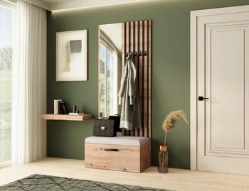 Beautysofa Garderoben-Set Eiche Artisan Weiß Kunststoff 81x203x43 cm