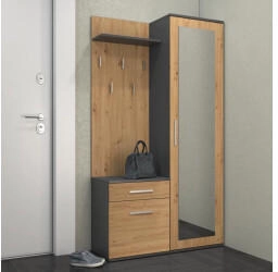 Beautysofa Garderoben-Set Anthrazit Eiche Artisan Kunststoff 4 Fächer 1 Schubladen 100x180x35 cm