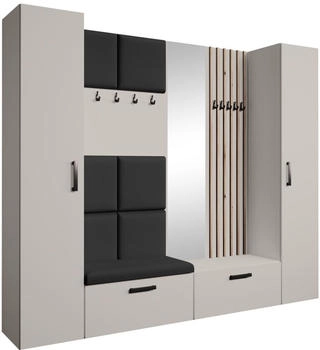 Beautysofa Garderoben-Set Kaschmir Eiche Artisan Schwarz Kunststoff 242x203x43 cm