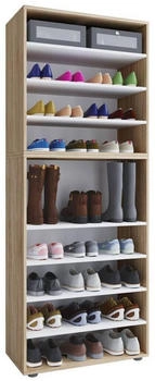 Mid.you Schuhregal Sonoma Eiche 9 Fächer 70x183x37 cm
