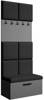 Beautysofa Garderoben-Set Graphit Schwarz Kunststoff 81x203x43 cm