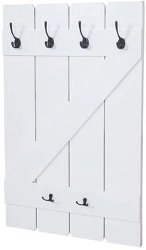Mendler Wandgarderobe/Garderobenpaneel, 6 Haken 91x60cm (HWC-D13) weiß lackiert (53013)