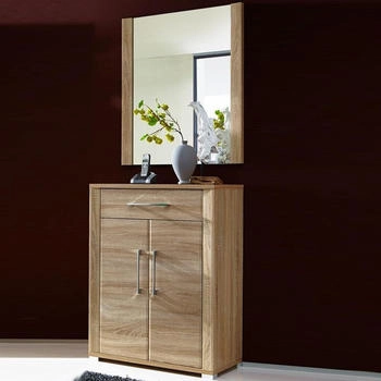 Lomado Garderoben Schuhschrank Set mit Spiegel Sonoma Eiche hell GOCH-36 74x188x40