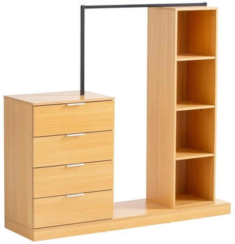 Livetastic Garderobe Eiche 3 Fächer 4 Schubladen 145x136x40 cm stehend