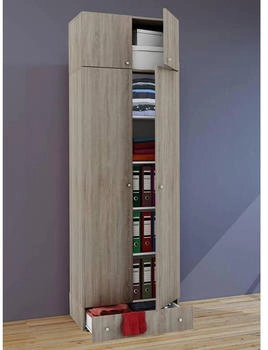 Mid.you Mehrzweckschrank Sonoma Eiche 4 Fächer 1 Schubladen 70x238x39 cm erweiterbar stehend stabil