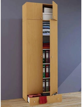 Mid.you Mehrzweckschrank Buche 4 F&auml;cher 1 Schubladen 238x70 cm erweiterbar stehend stabil
