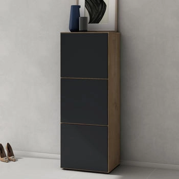 doporro Schuhschrank 45cm mit 6 F&auml;chern Kerneiche und Anthrazit matt