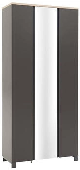 Dieter Knoll Garderobenschrank Grau Eiche Metall Balkeneiche furniert 2 Fächer 89x193x37 cm
