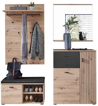 Voleo Garderobe Schwarz Eiche Artisan 183x202x38 cm (2737040911)