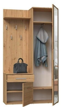 Beautysofa Garderoben-Set Eiche Artisan Kunststoff 4 Fächer 1 Schubladen 100x180x35 cm