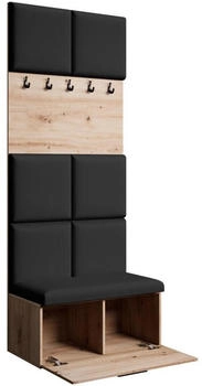 Beautysofa Garderoben-Set Eiche Artisan Schwarz Kunststoff 81x203x43 cm
