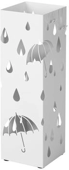 Songmics Regenschirmständer mit 2 Haken Metall rechteckig Ø15,5 × 49 cm weiß (LUC49W)