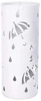 Woltu Regenschirmständer Eisen Ø20x49 cm 4 Haken Weiß Rund (SST01ws)