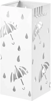 Woltu Regenschirmständer Eisen 20x20x49 cm 4 Haken Weiß Rechteck (SST02ws)