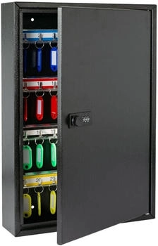 HMF 13664-02 Schlüsselschrank mit Zahlencode, Schlüsselkasten groß, 64 Haken, 45x30x8 cm Schwarz