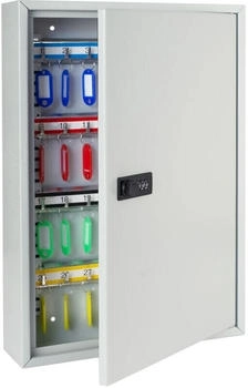 HMF 13664-07 Schlüsselschrank mit Zahlencode, Schlüsselkasten groß, 64 Haken, 45x30x8 cm Lichtgrau