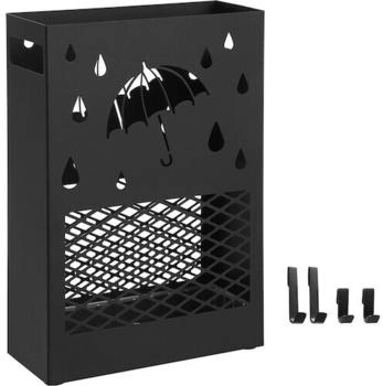 Songmics Schirmständer 28x41x12 cm mit 4 Haken schwarz