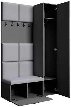 Beautysofa Garderoben-Set Graphit Grau Kunststoff 121x203x43 cm