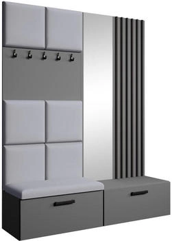 Beautysofa Garderoben-Set Graphit Grau Kunststoff 162x203x43 cm
