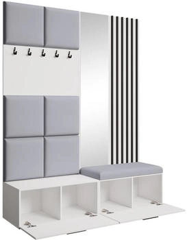 Beautysofa Garderoben-Set Weiß Grau Kunststoff 162x203x43 cm