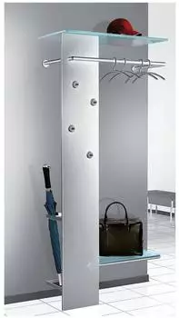 Kerkmann Kent Wandgarderobe silber mit 4 Haken, Hut- und Schuhablage (6765)