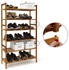Relaxdays Schuhregal Walnuss stapelbar mit 2 Ablagen für 6 Paar Schuhe (10019276)