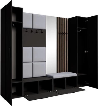 Beautysofa Garderoben-Set Schwarz Grau Kunststoff 242x203x43 cm