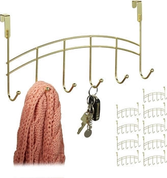 Relaxdays 10xTürgarderobe zum Einhängen gold
