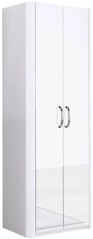Moderano Garderobenschrank Weiß Hochglanz Alu 1 Fächer 66x187x37.5 cm