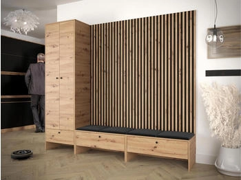 Mirjan24 Garderoben-Set Schwarz 4-Sitzer 230x206x44 cm