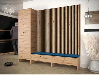 Mirjan24 Garderoben-Set Blau 4-Sitzer 230x206x44 cm