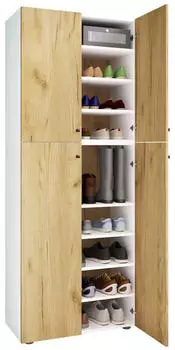 Mid.you Schuhschrank Lona Honigeiche Kunststoff 6 Fächer 70 x 182 x 39 cm (657049442) weiß