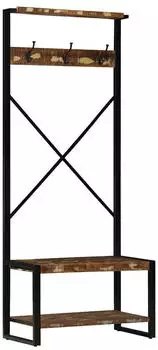 vidaXL Kleiderständer Mehrfarbig Altholz Massivholz 80 x 40 x 190 cm (4015962)