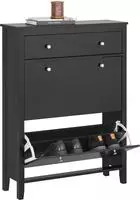 Fsr89-sch Schuhkipper Schuhschrank Mit 2 Klappen Schuhregal Mit Schublade