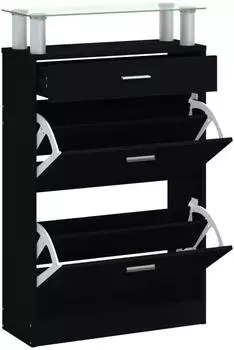 vidaXL Schuhschrank 63x24x104 cm Schwarz (342564)
