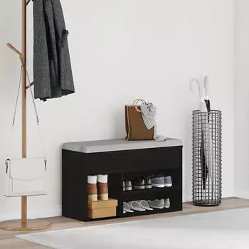 vidaXL Schuhbank 80x30x45 cm Schwarz Eichen Optik (862703)