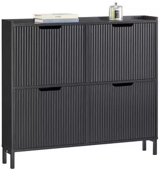 SoBuy Schuhkipper Schmal 100x90x19cm Schwarz