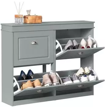 SoBuy Schuhkipper 105x82x24 cm Hellgrau (FSR79-HG)