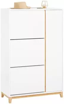 SoBuy Schuhschrank 59x115x40 cm Weiß Natur (FSR189-WN)