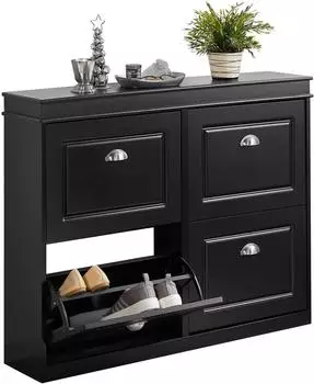 SoBuy Schuhkipper 105x82x24 cm Schwarz (FSR79-SCH)