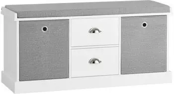 SoBuy Schuhbank 100x50x35 cm Weiß (FSR66-HG)