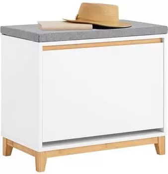 SoBuy Schuhbank 60x55x34 cm Weiß Natur (FSR191-WN)