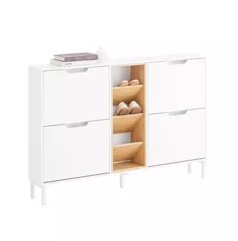 SoBuy Schuhkipper 126x85x19 cm Weiß Natur (FSR183-WN)