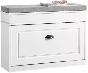 SoBuy Schuhbank 75x51x24 cm Wei&szlig; Schwarz (FSR82-L-WG)