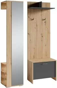 Mid.you Garderobe Eiche Artisan 3-teilig 40 x 184 x 35 cm (2047007416) anthrazit/artisan