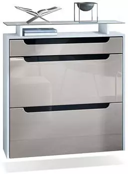 Vladon Annie Schuhschrank 2 Klappen, Schublade, Glasablage, 89x96x23cm (Annie)