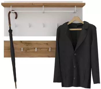 Caro M&ouml;bel Bilbao Wandgarderobe 2-teilig Wotan Eiche/Wei&szlig; 90x60x30cm (95641)